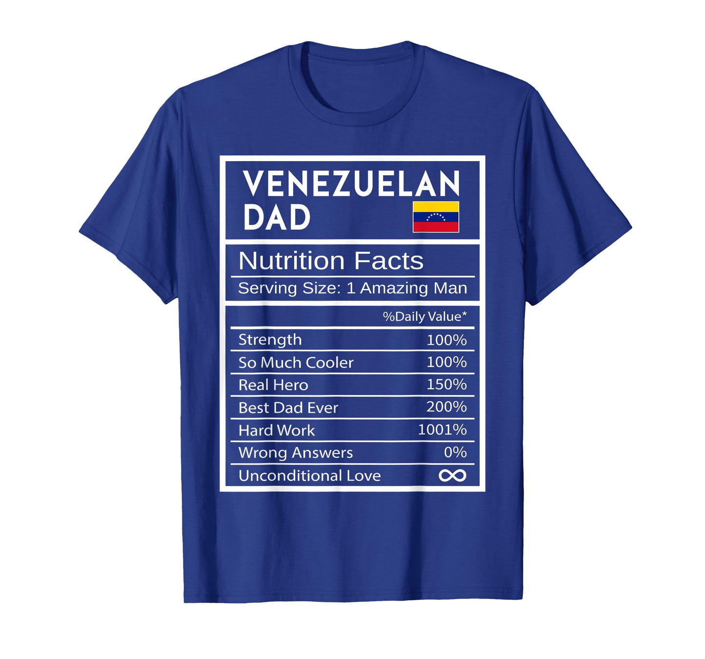 Venezuelan Dad Nutrition Facts National Pride Gift For Dad T-Shirt