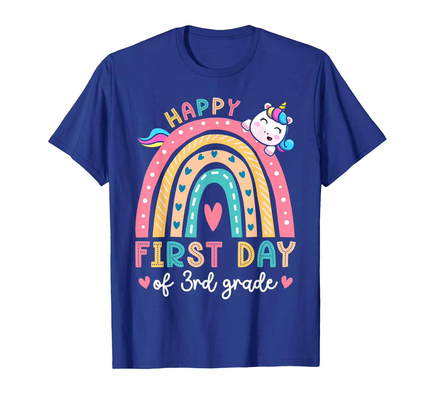 Happy First Day Of 3rd Grade Unicorn Girls Back To School T-Shirt