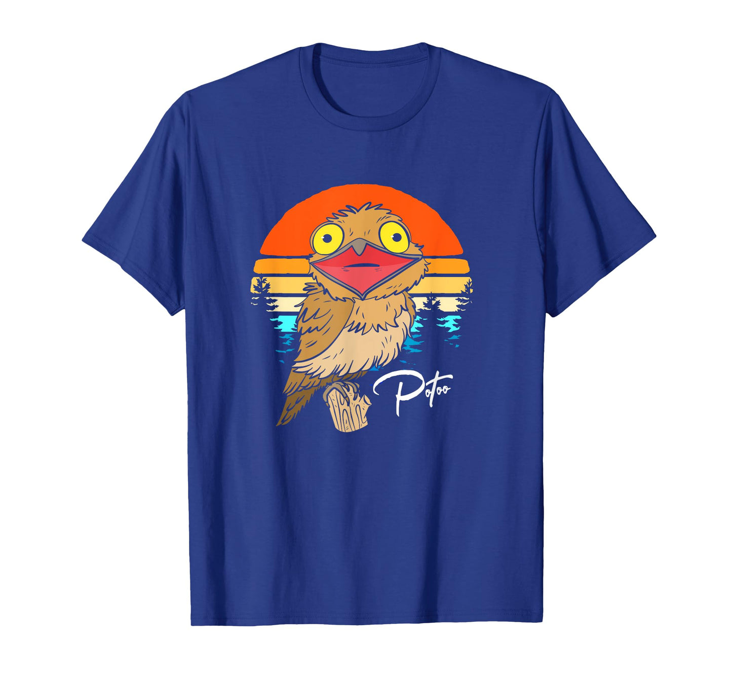 Retro Sunset Potoo Lover Potoo Bird Face T-Shirt