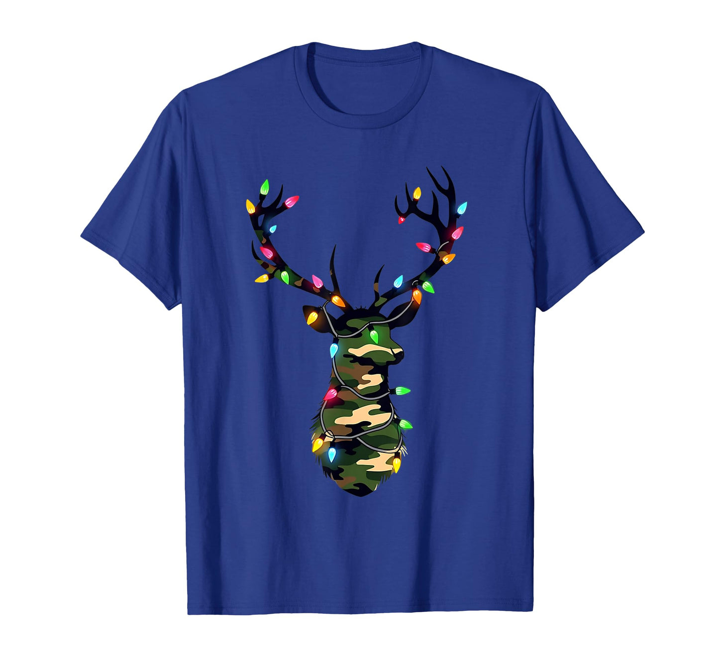 Christmas Holiday Camo Deer Hunting Reindeer Xmas Lights T-Shirt