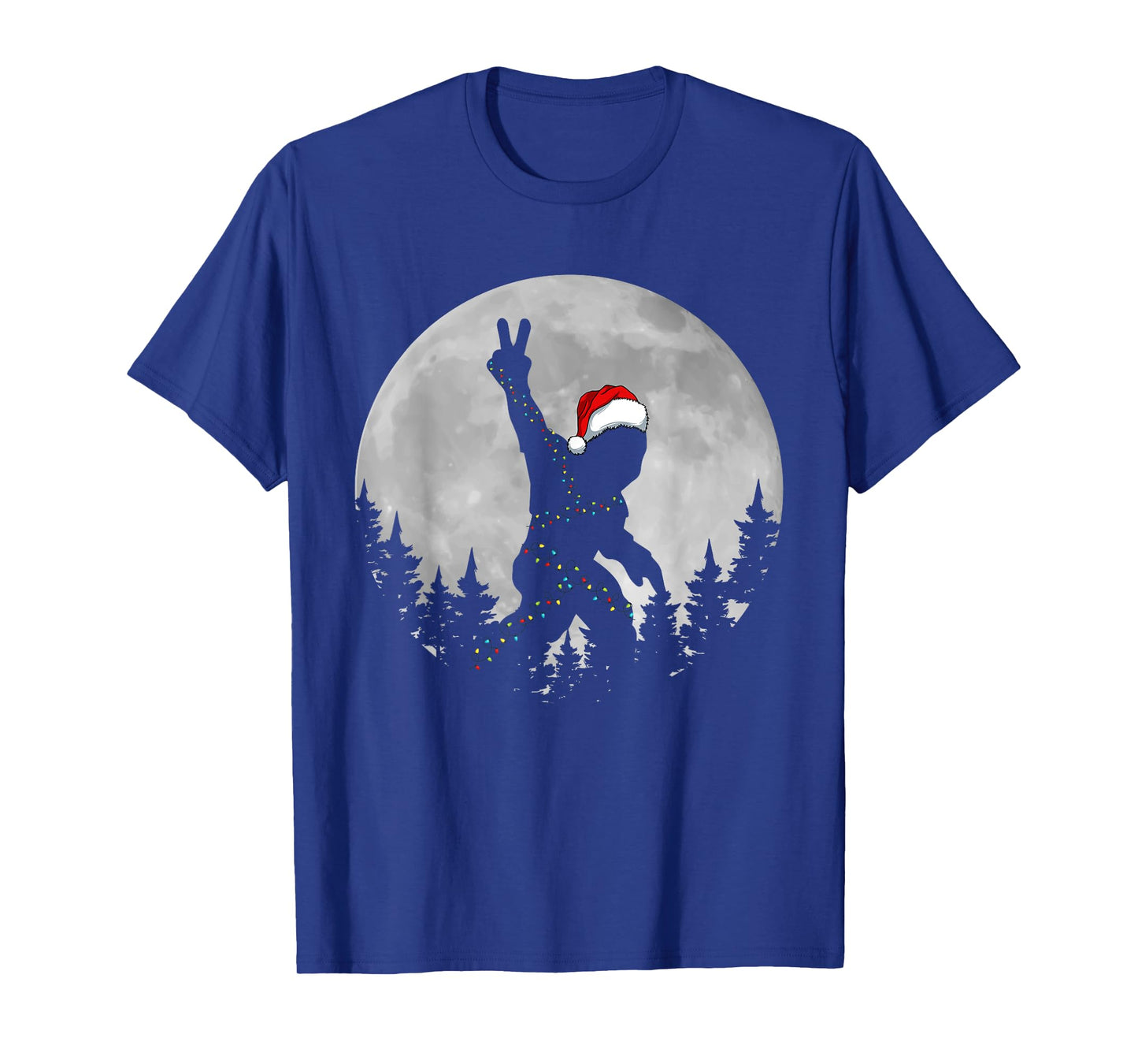 Bigfoot Santa Christmas Tree Lights Funny Xmas Sasquatch T-Shirt