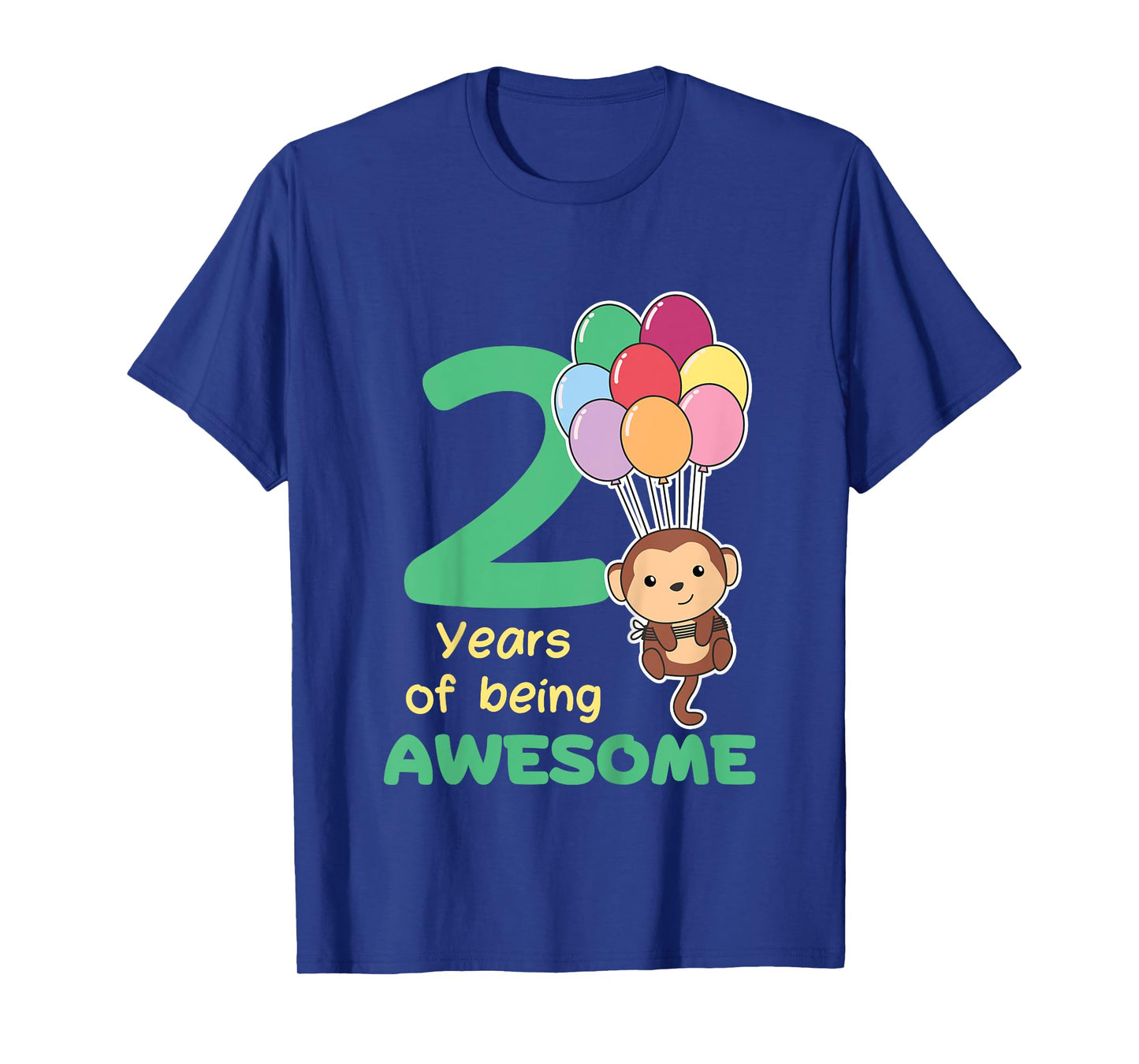 Monkey 2nd Birthday For Kids Two Year Old Monkey T-Shirt