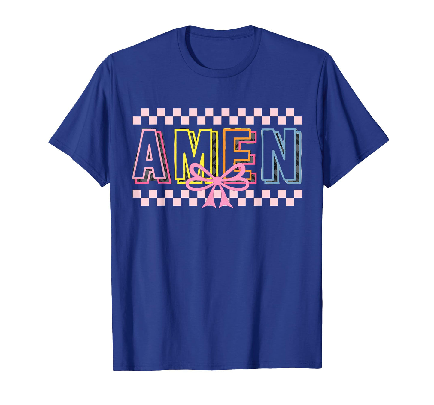 Retro Amen Coquette Bow Jesus Girl Women Happy Easter Day T-Shirt