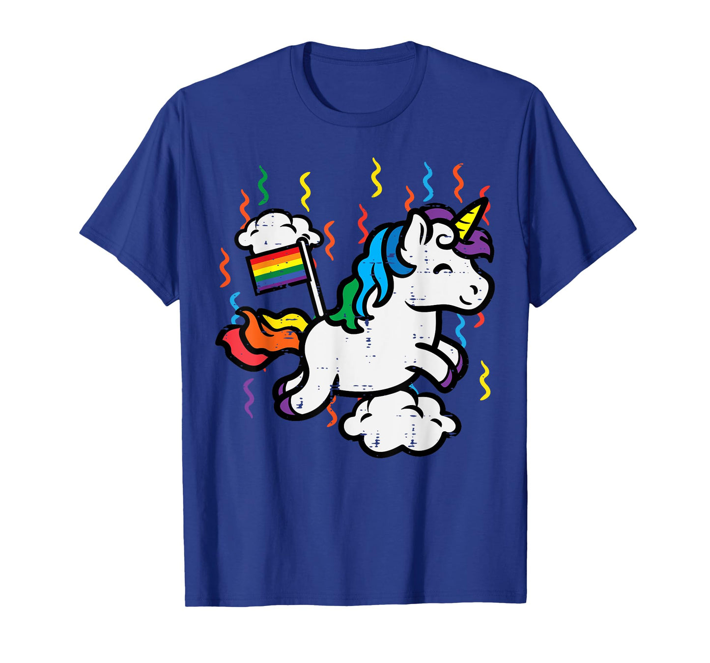 Gay Pride Unicorn Rainbow Flag Clouds Lgbtq Ally Men Women T-Shirt