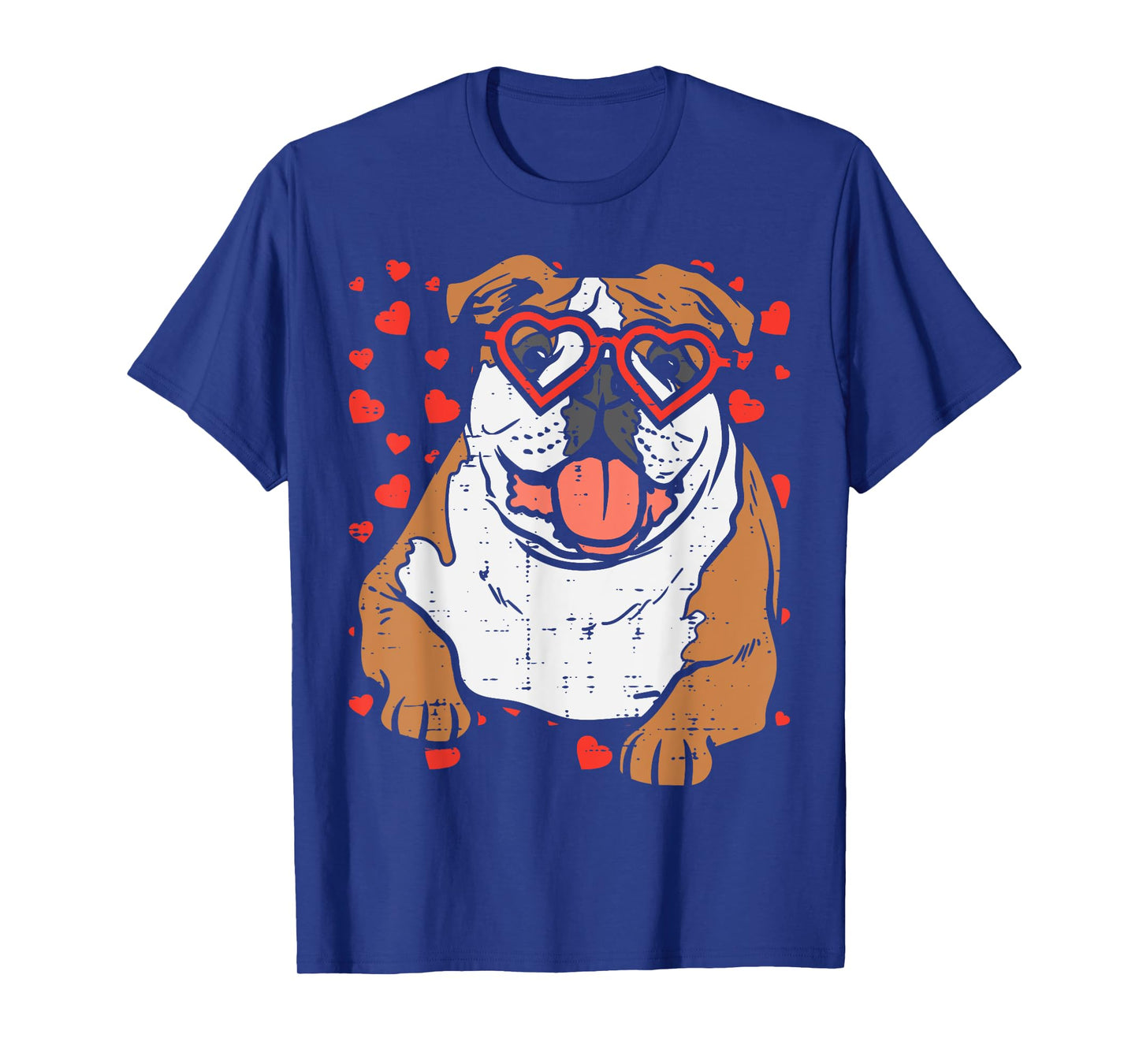 Heart Glasses English Bulldog Cute Valentines Day Dog Gift Men Women Kids T-Shirt