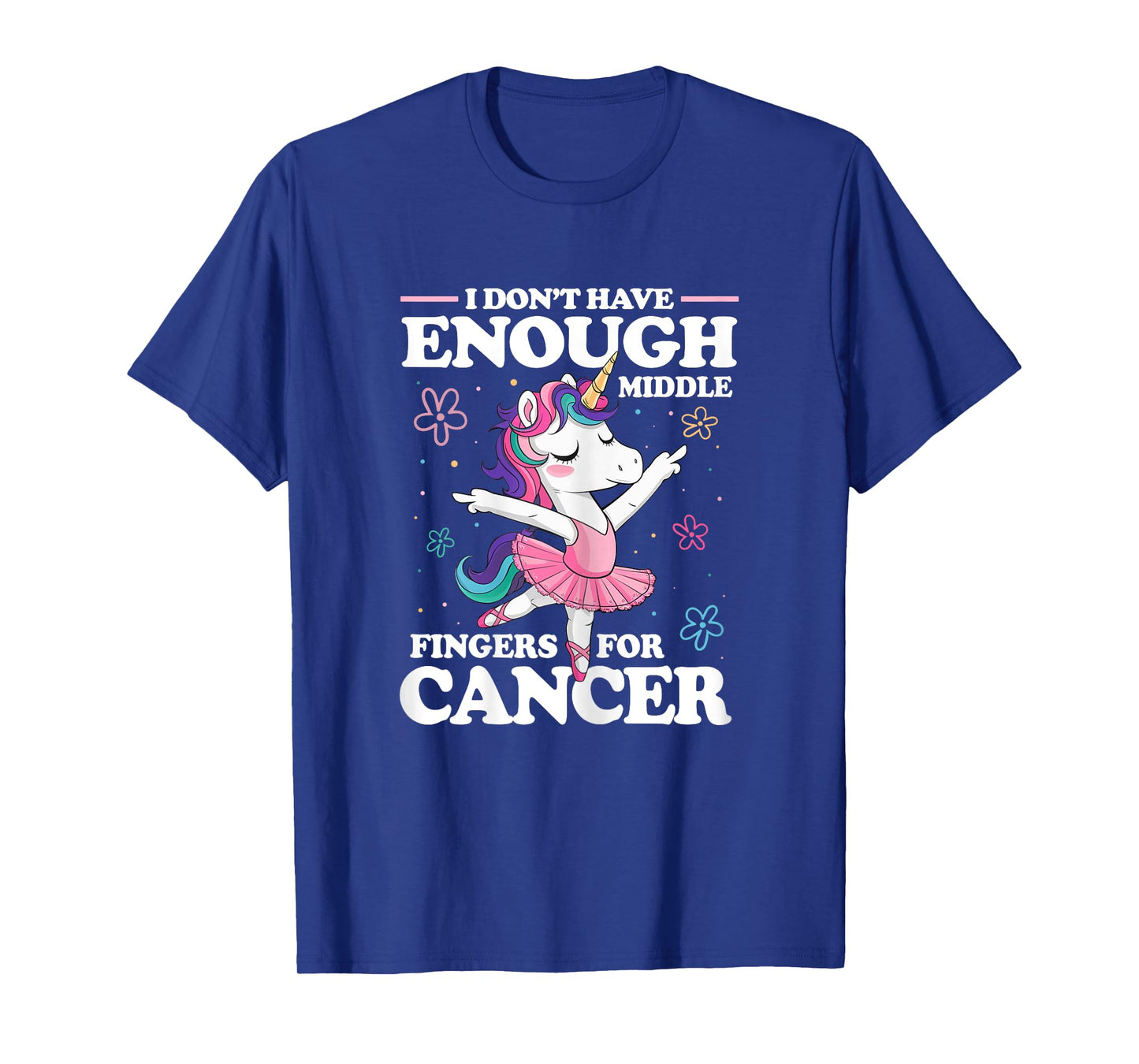 Christmas Funny I Don't Have Enough Middle Fingers For Cancer Unicorn Women's Black X-Small Modern U-Neck Short Sleeve Breast Cancer Awareness T-Shirt