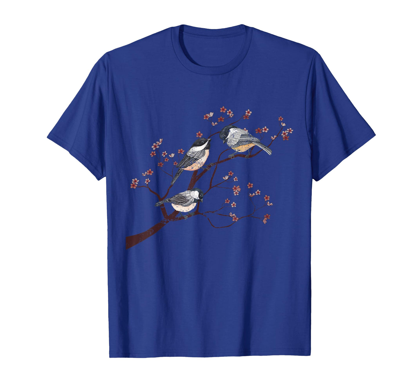 Bird Watcher Chickadee Vintage Nature Blossom Birds T-Shirt