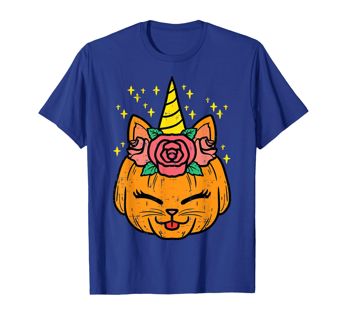 Pumpkin Unicorn Cat Cute Halloween Costume Girls Women Kids T-Shirt