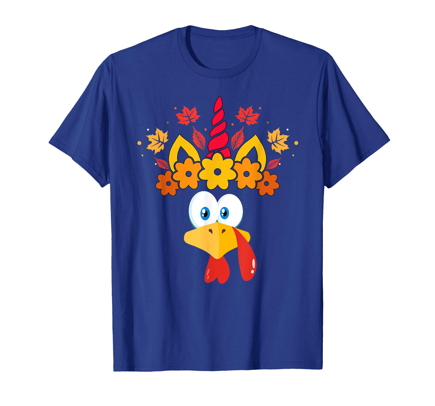 Funny Turkey Unicorn Face Girls Thanksgiving Kids T-Shirt