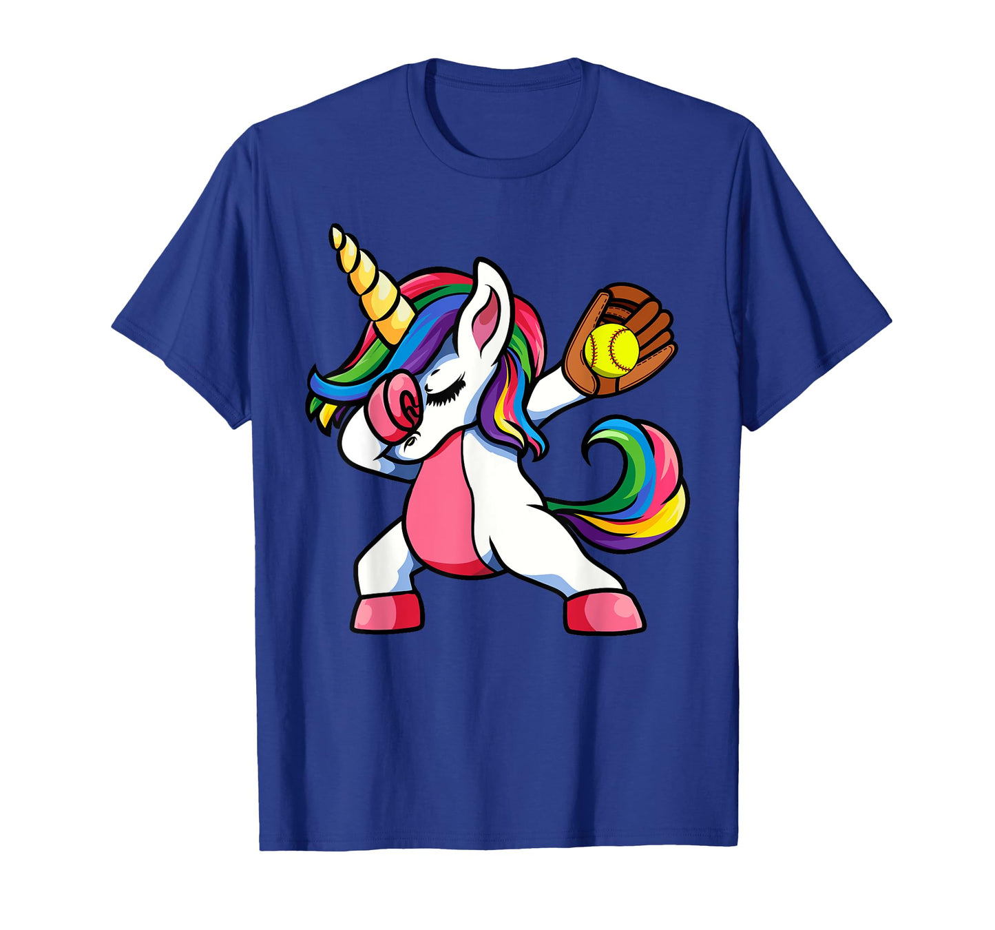 Girls Funny Dabbing Softball Unicorn Apparel Womens Kids Dab T-Shirt