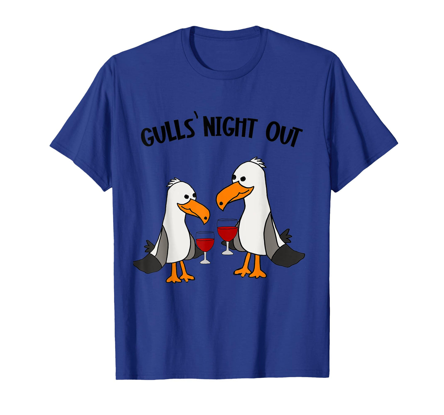 Smileteesbirdsa Funny Gulls Night Out Seagulls and Wine Pun T-Shirt