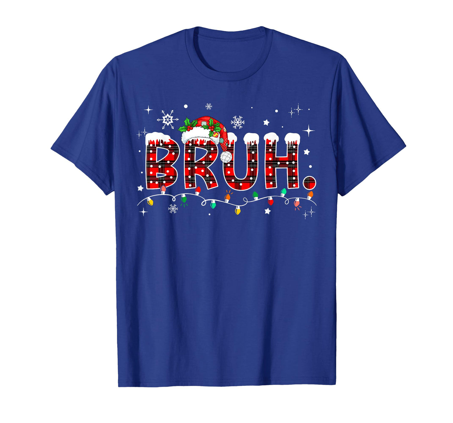 Bruh Funny Christmas Red Plaid Teens Boys Kids Xmas Pajamas T-Shirt