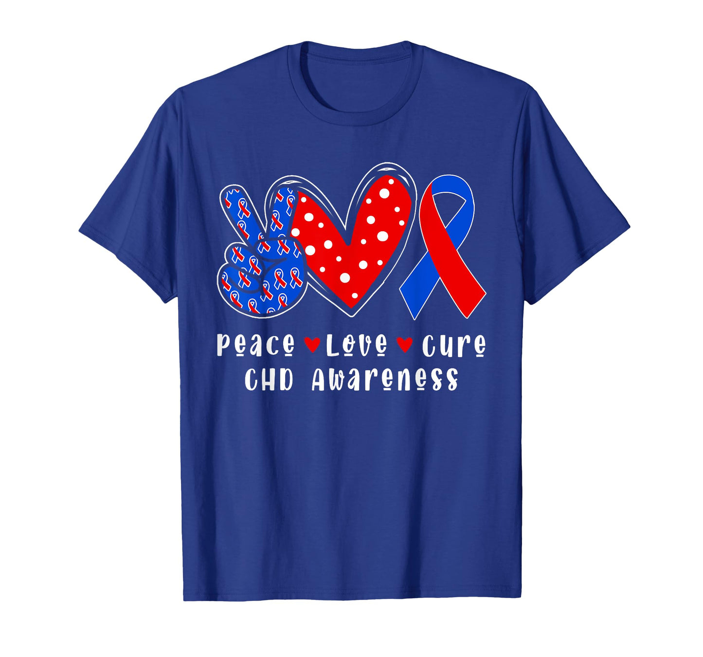 Peace Love Cure CHD Congenital Heart Defect Awareness Ribbon T-Shirt