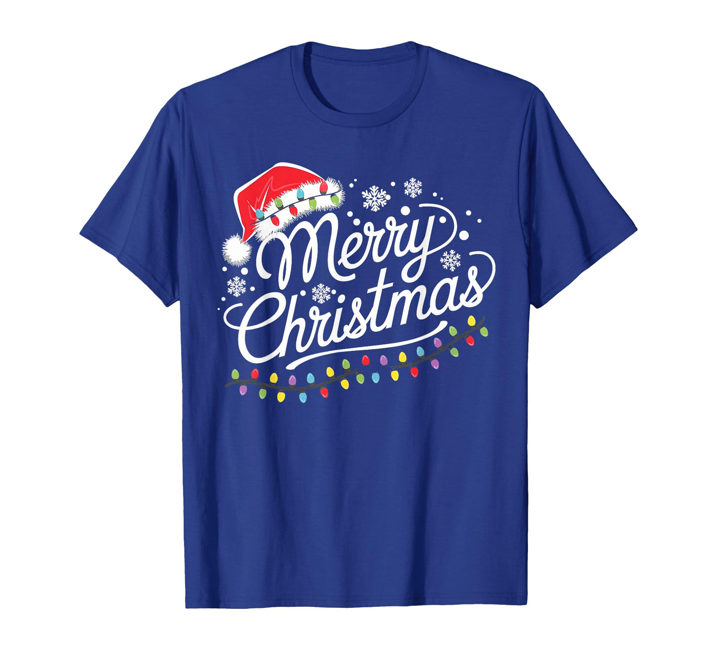 Merry Christmas Lights Red Santa Hat Xmas Family Men Women T-Shirt