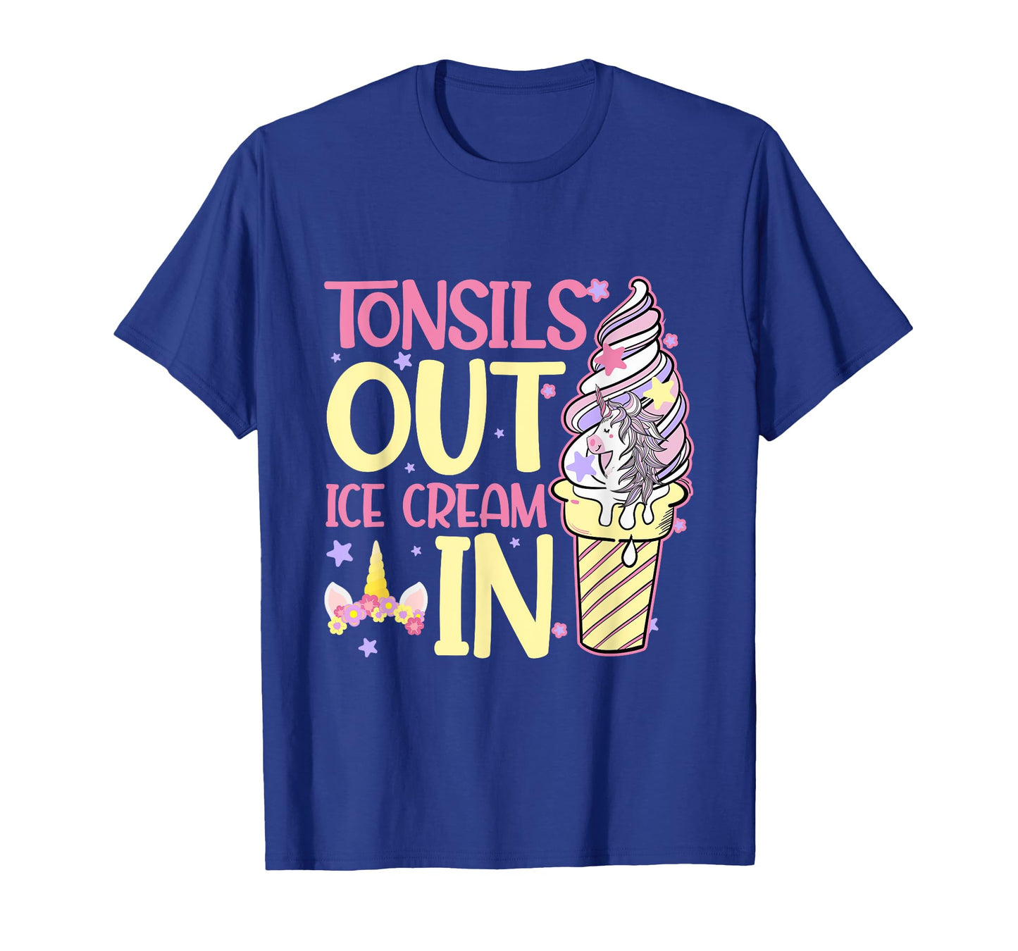 Tonsils Out Ice Cream In Unicorn Children Get Well T-Shirt
