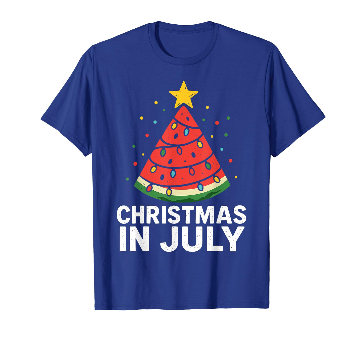 Retro Xmas Tree Watermelon Beach Christmas in July T-Shirt