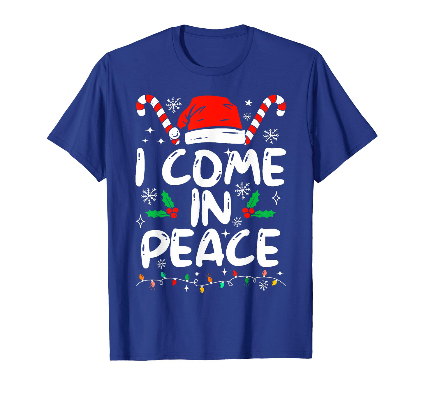 I Come In Peace Matching Peace Couples Santa Hat Christmas T-Shirt