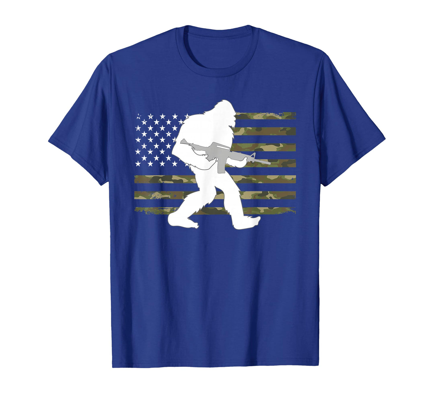 Bigfoot Gun Owner Camo US American Flag Sasquatch AR15 Rifle T-Shirt