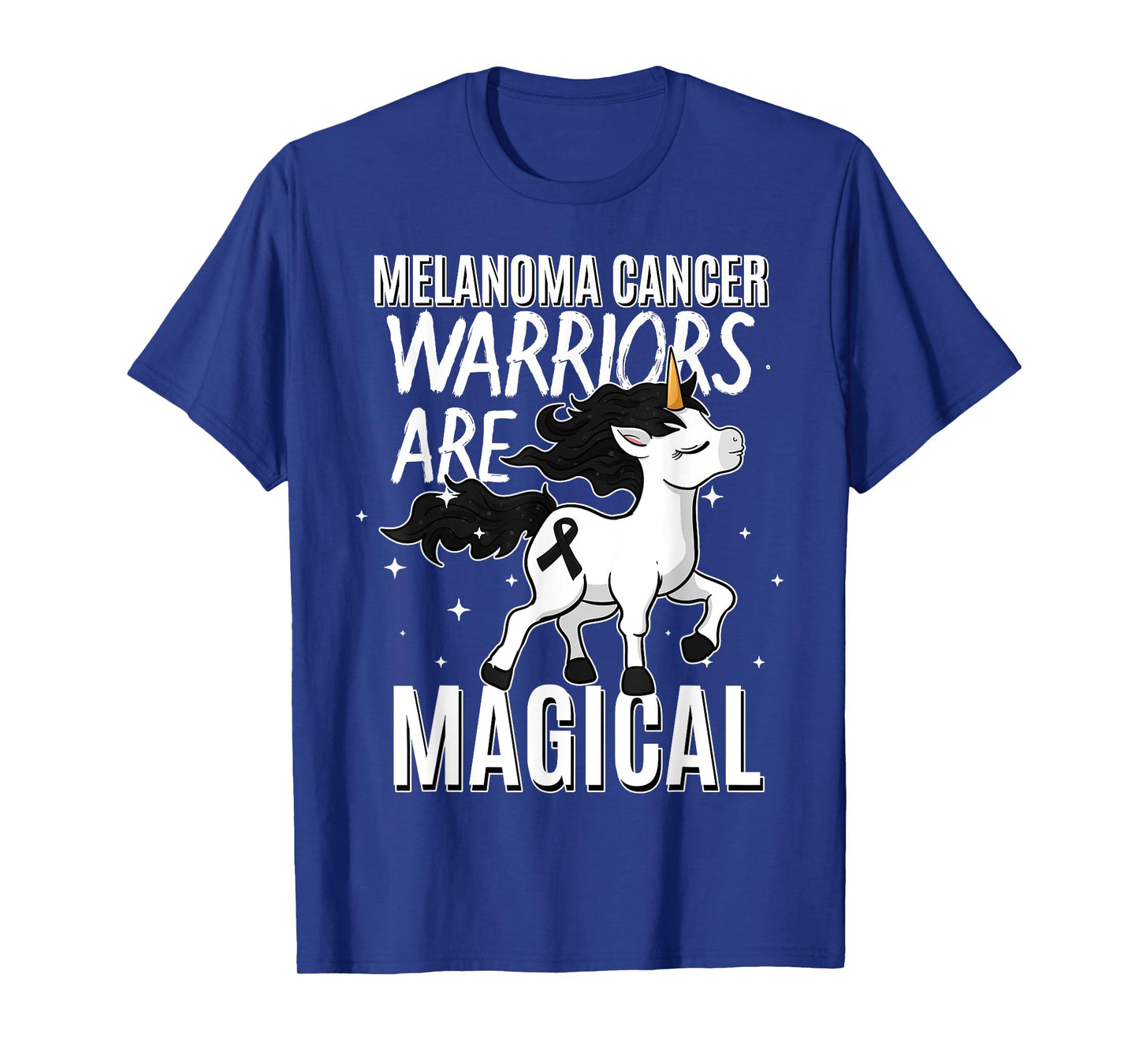 Melanoma Cancer Magical Unicorn Black Ribbon Dermatologist T-Shirt