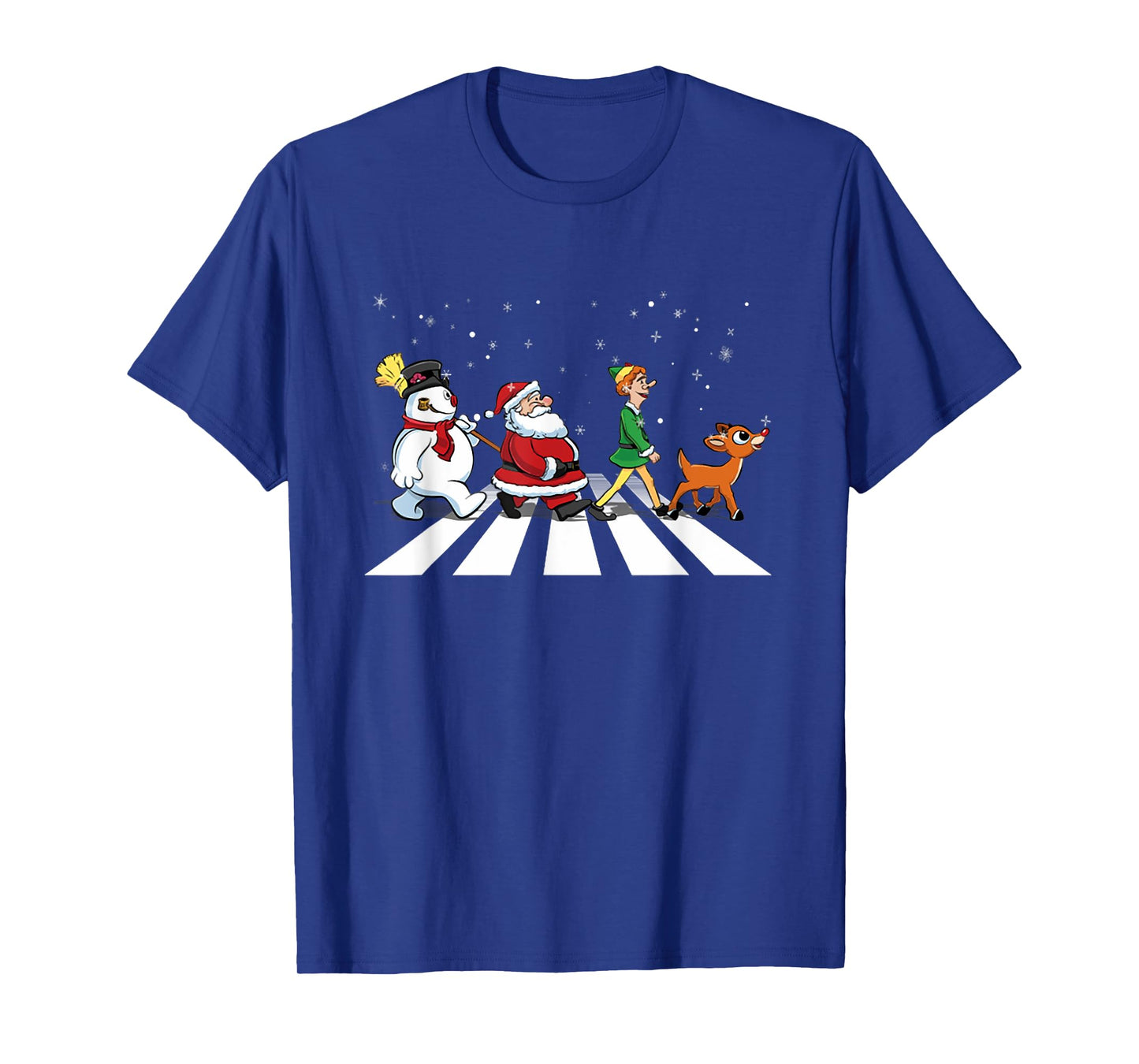 Christmas Road Snowman Santa Elf Reindeer Xmas Crosswalk T-Shirt