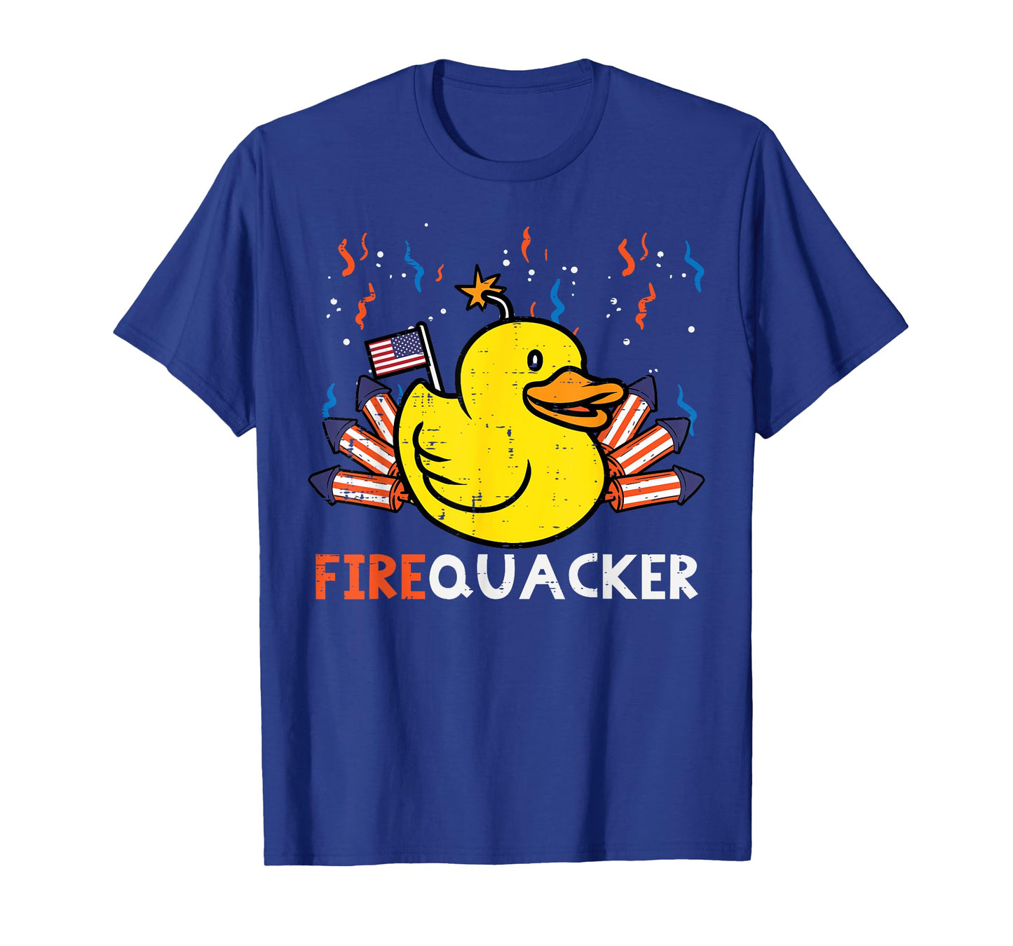 4th July Rubber Duck Firequacker Patriot Men Boys Kids Women T-Shirt