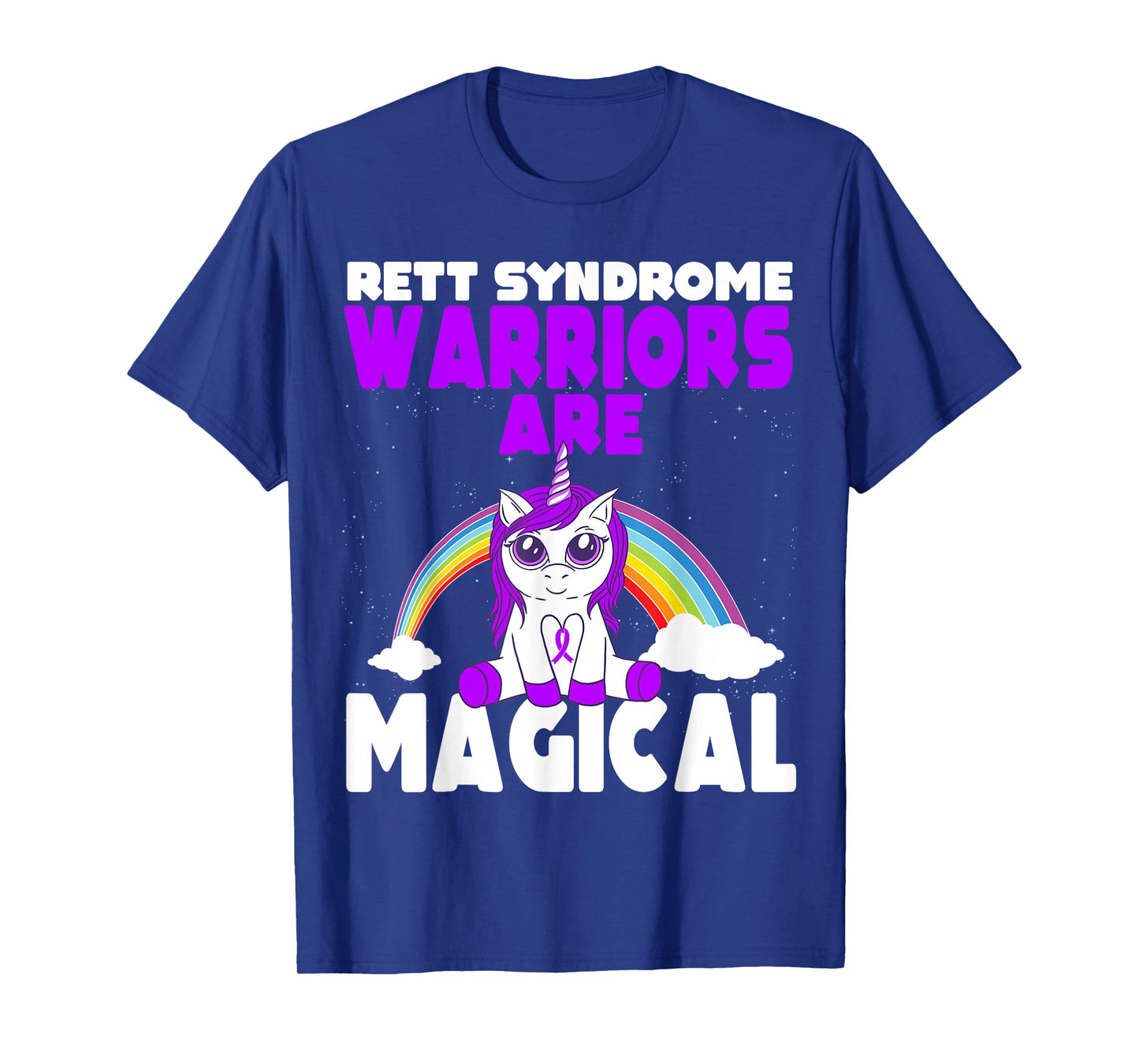 Rett Syndrome Awareness Purple Ribbon Cute Magical Unicorn T-Shirt