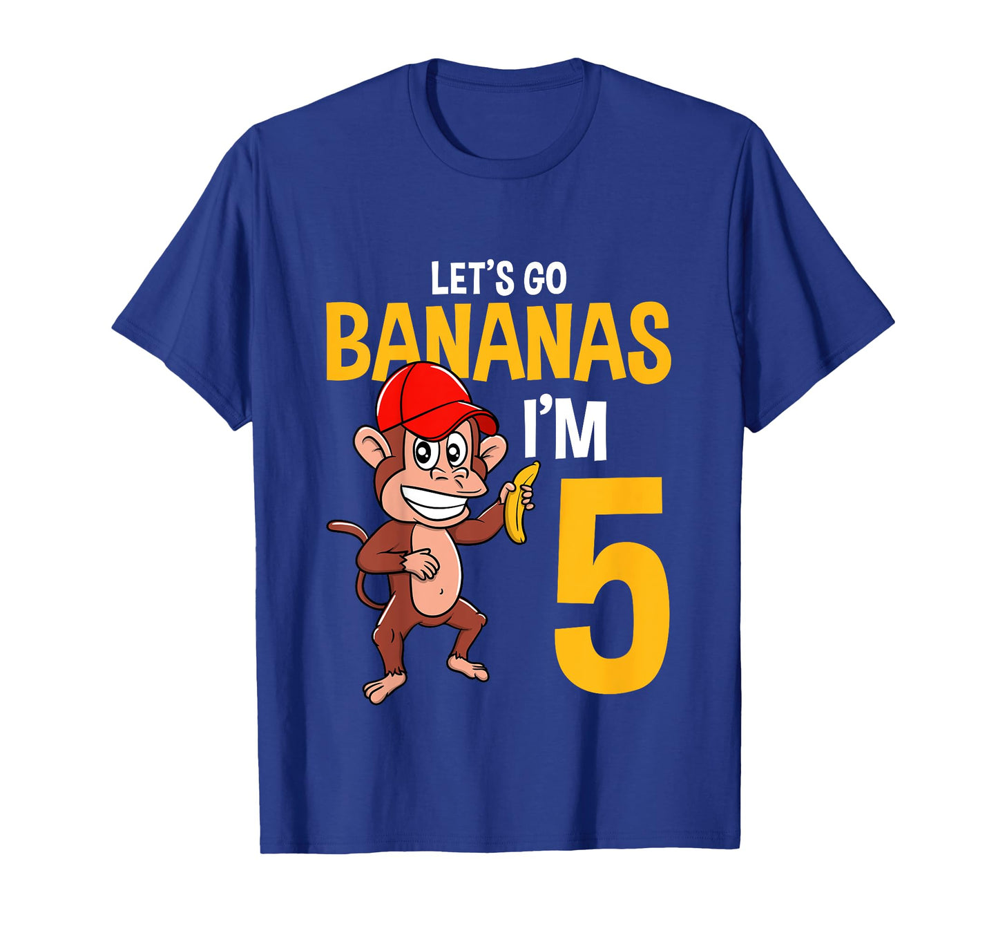 Lets Go Bananas 5th Birthday Monkey 5 Year Old Boy Girl T-Shirt