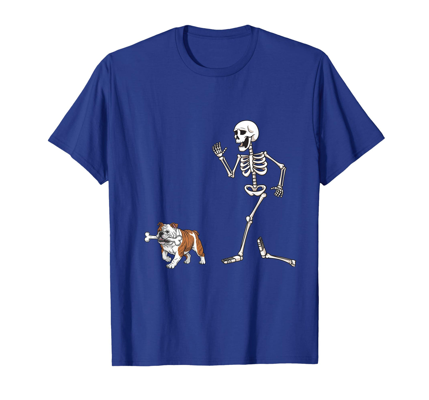Funny Halloween Bulldog and Skeleton T-Shirt