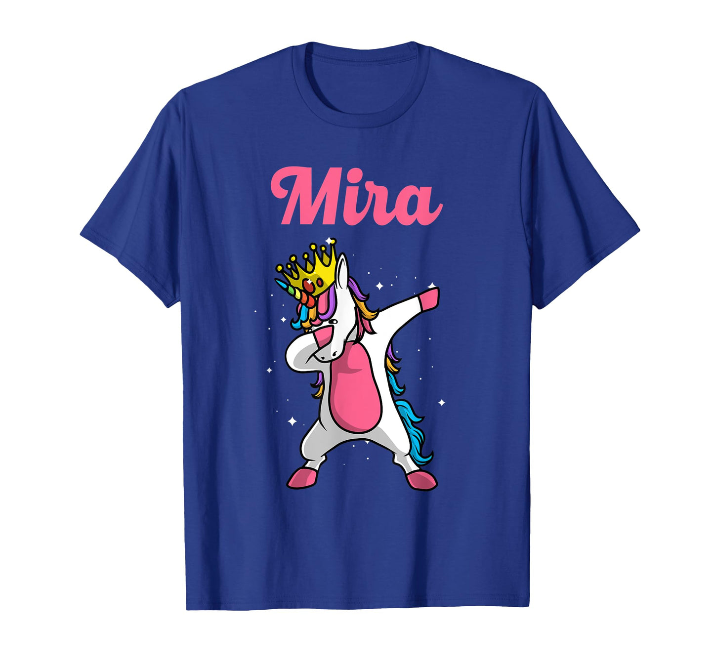 MIRA Name Personalized Birthday Dabbing Unicorn Queen T-Shirt