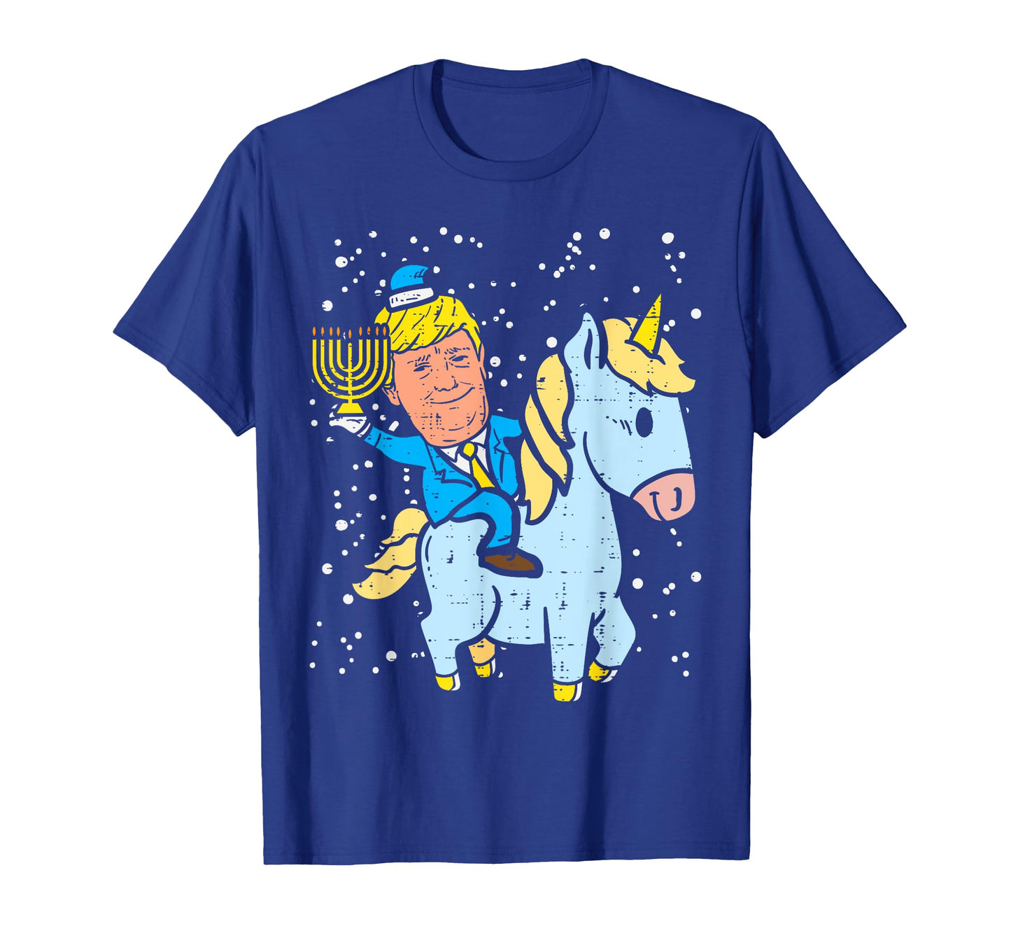 Trump Riding Unicorn Menorah Jewish Hanukkah Chanukah Gift T-Shirt