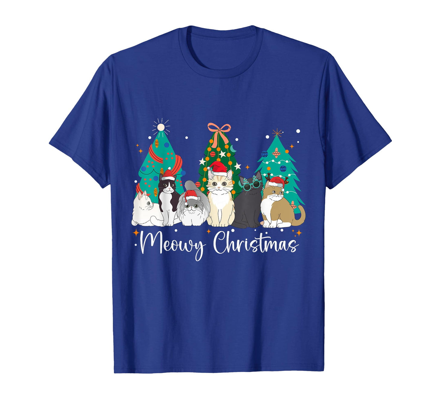 Meowy Christmas Cat Lover Funny Festive Holidays Cats T-Shirt