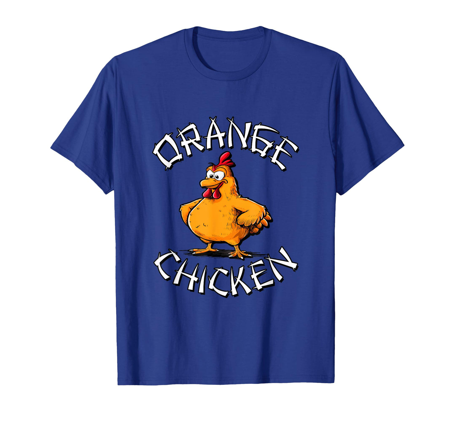 Redds Threads Orange Chicken Unisex-Adults T-Shirt Black Small Short Sleeve Classic Fit 100% Polyester Fun Cartoon Mandarin Collar Modern Unique Graphic Design