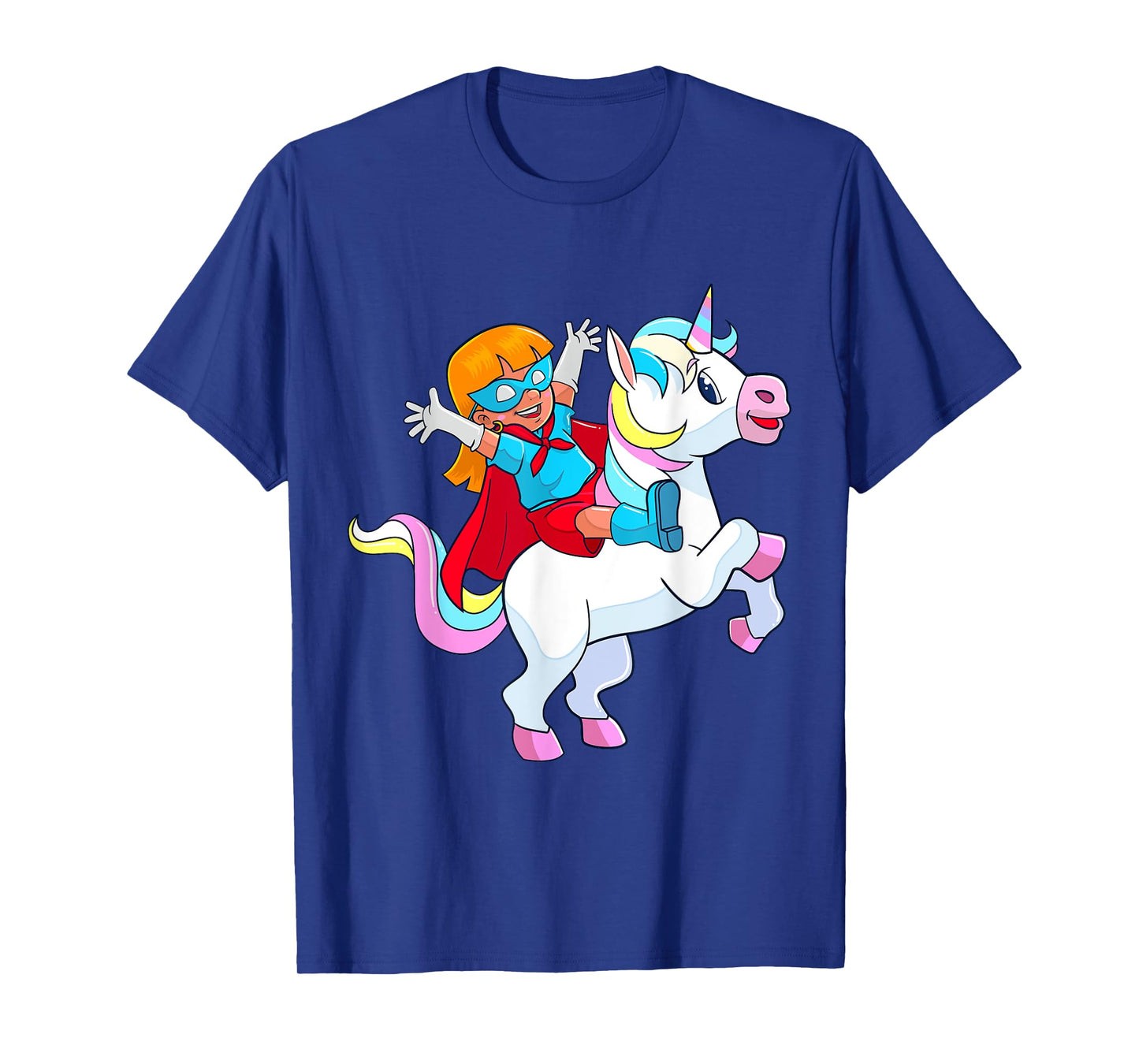 Superhero Birthday Girl Riding Unicorn Funny Kids Toddlers T-Shirt
