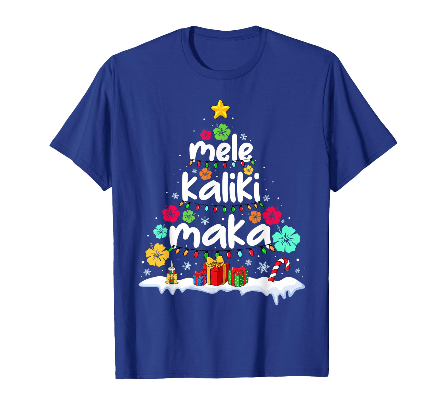 Mele Kalikimaka Tropical Christmas Hawaiian Santa Xmas Tree T-Shirt