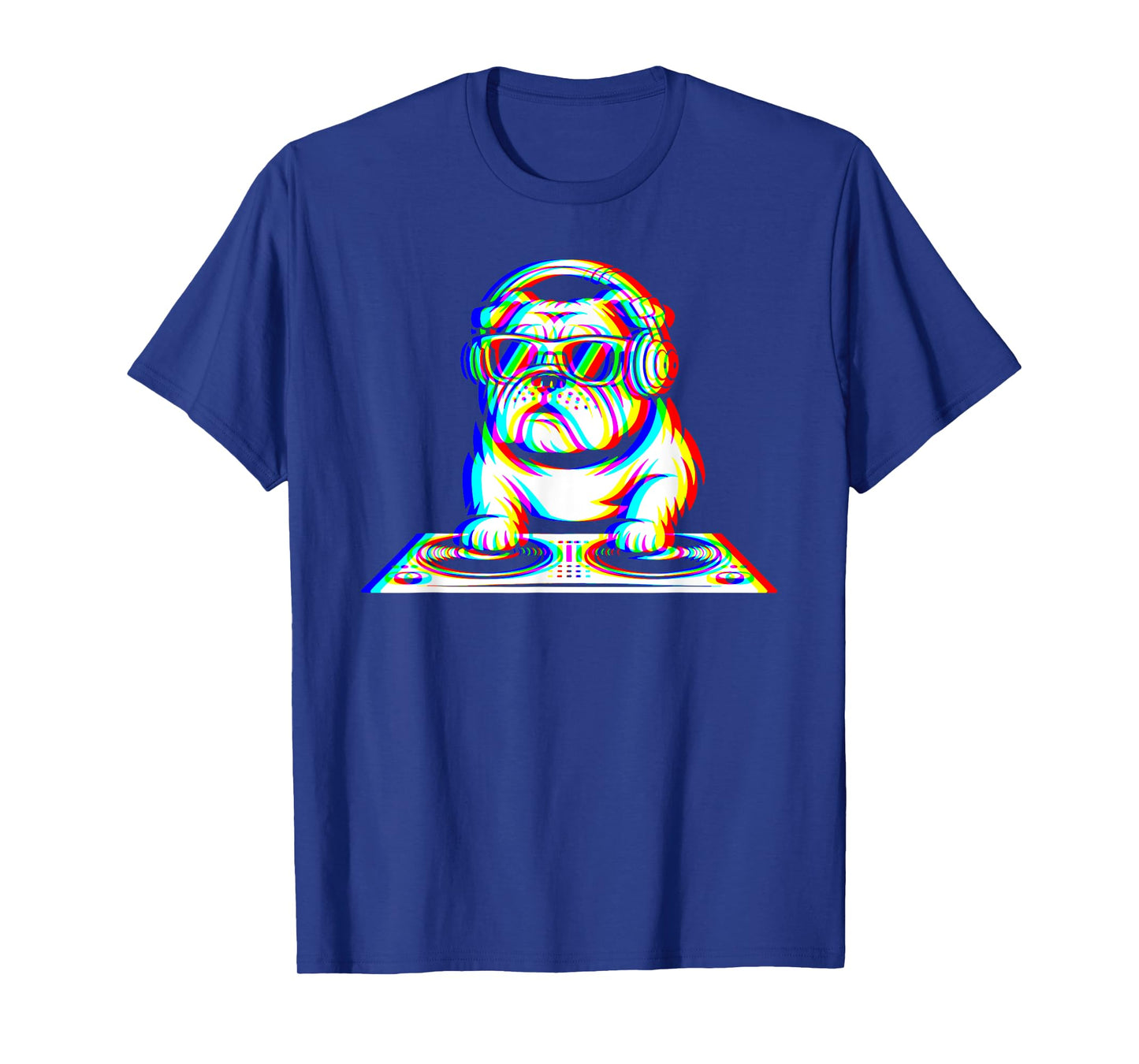 Funny English Bulldog DJ Glitch Rave EDM Music Party T-Shirt