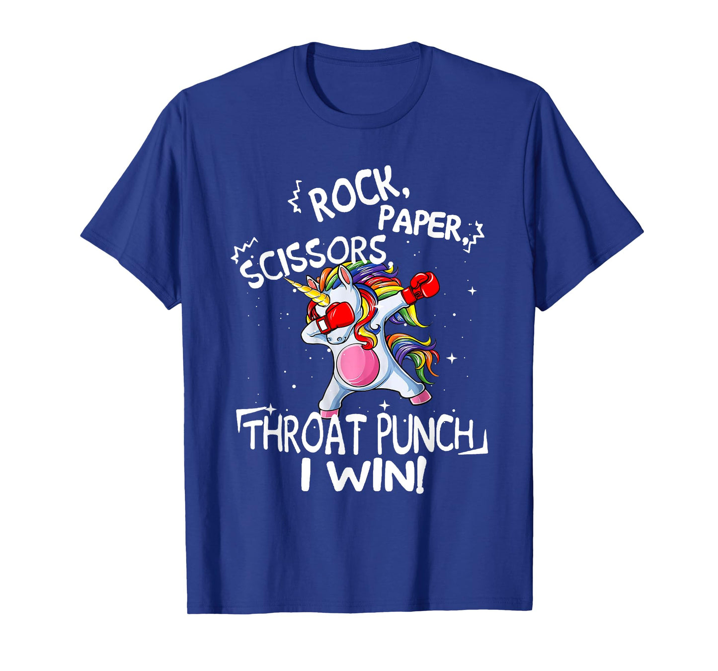 Rock Paper Scissors Throat Punch I win Unicorn Boxing T-Shirt