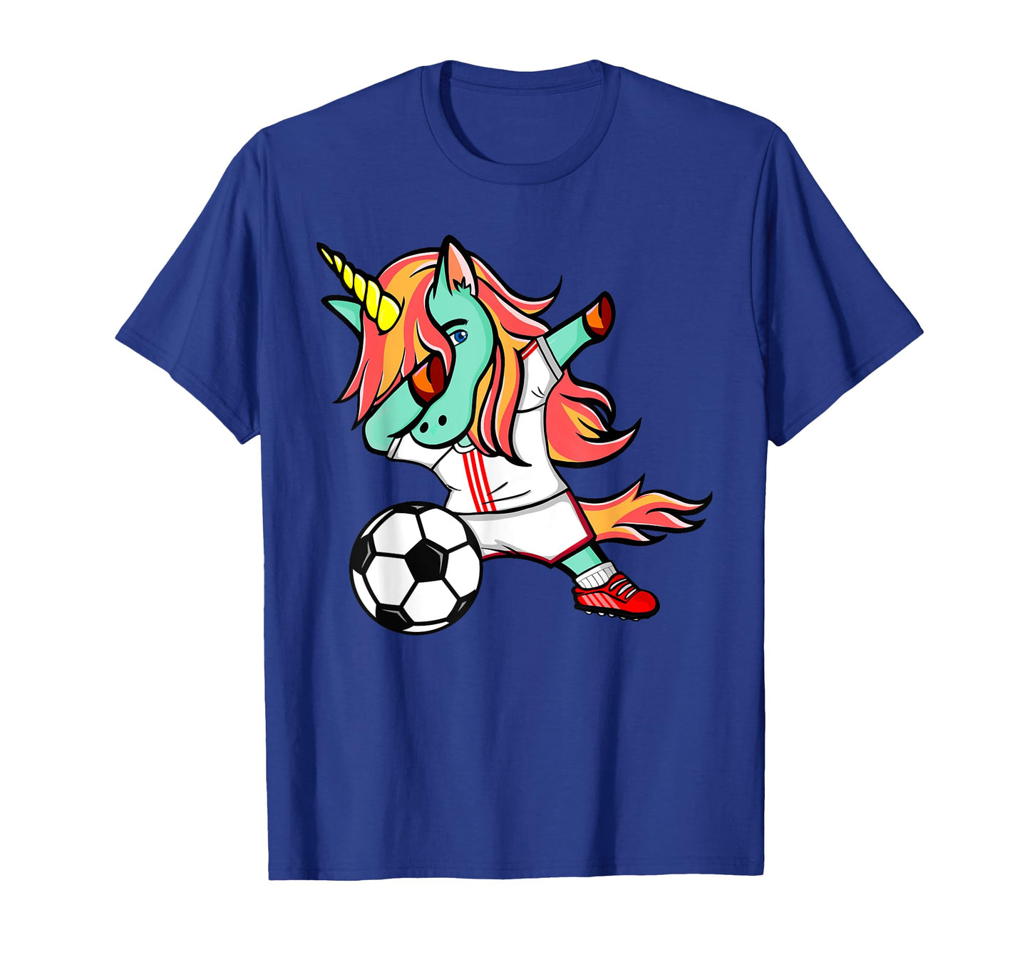 Dabbing Unicorn Soccer On White Red Sport Football Jersey T-Shirt