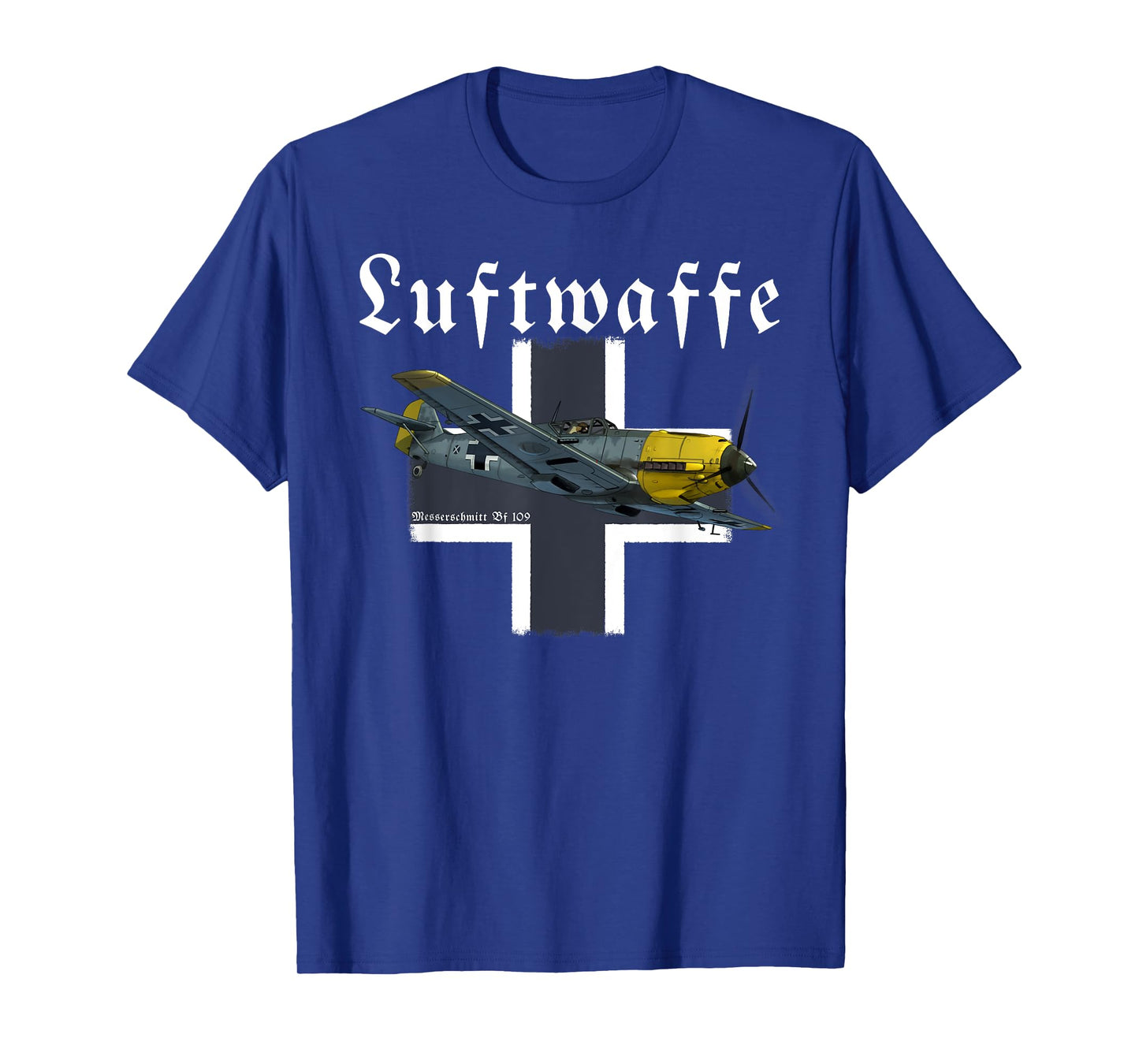Military Aviation Graphic Design Gifts German Warbird I Messerschmitt BF-109 I WW2 Airplane Graphic T-Shirt Black Unisex-Adults Small Classic Fit Short Sleeve