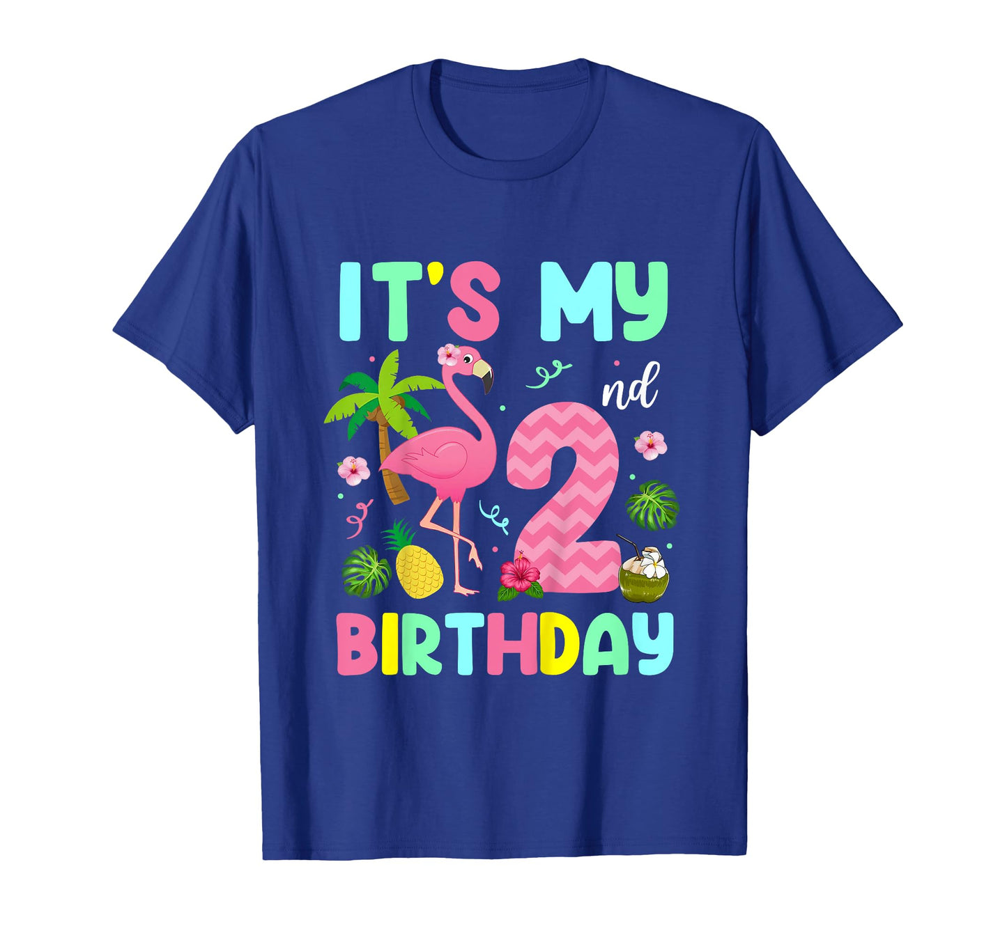 It's My 2nd Birthday Flamingo Shirt Hawaii 2 Yrs Old Girl T-Shirt