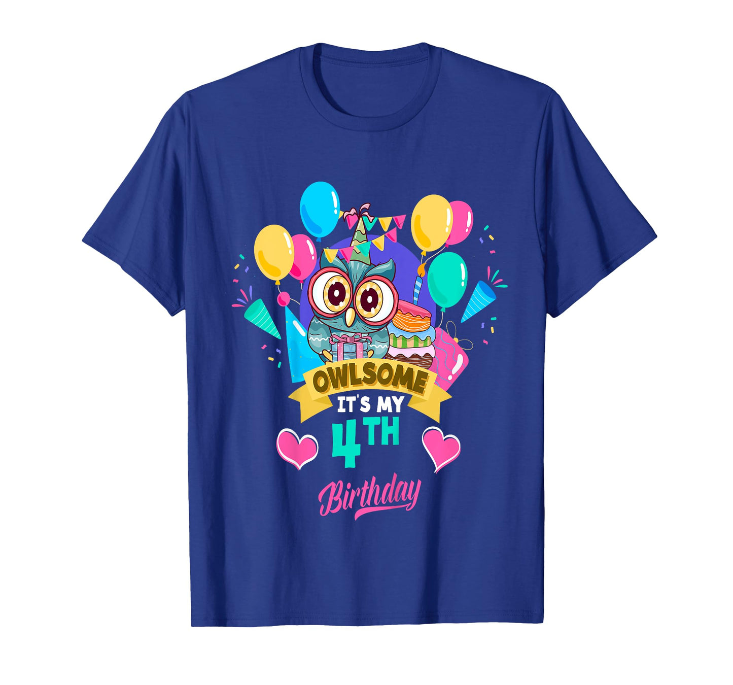 Four Year Old Birthday Owlsome It's My 4th Birthday Owl T-Shirt