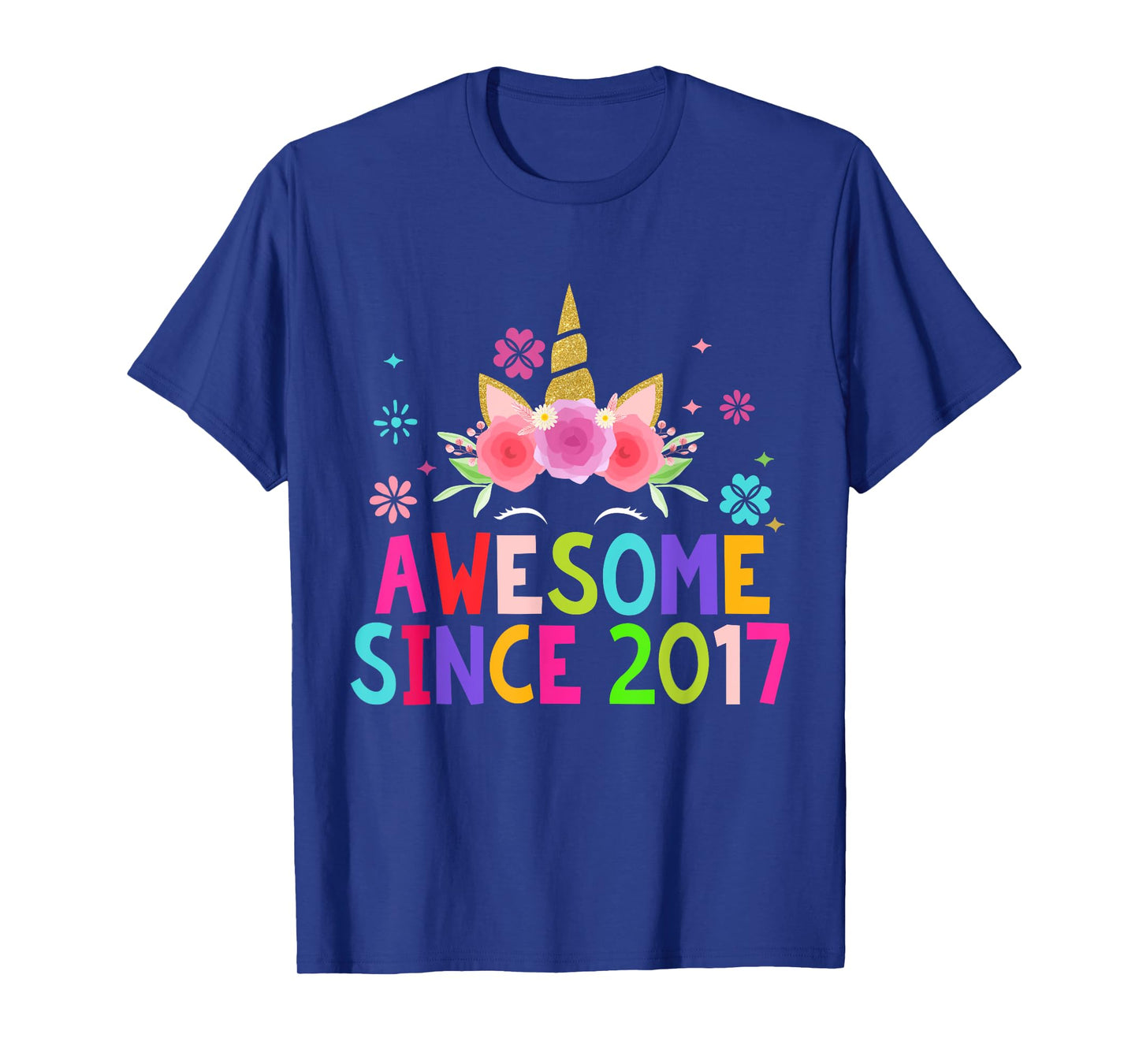 3rd Birthday Unicorn 3 Years Old Girl Awesome Since 2017 T-Shirt