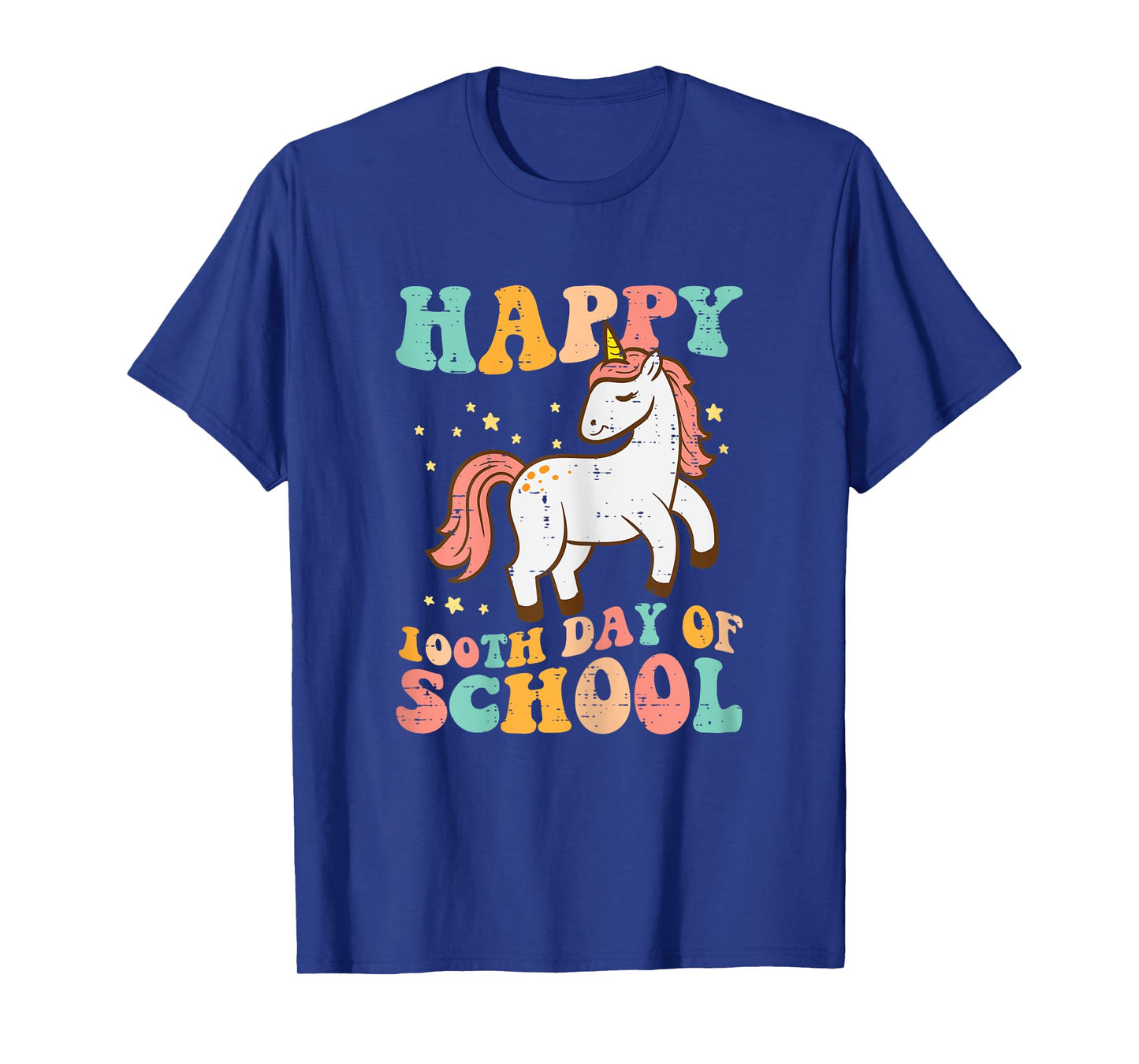 Happy 100th Day School Unicorn Retro 100th Day Women Girls T-Shirt