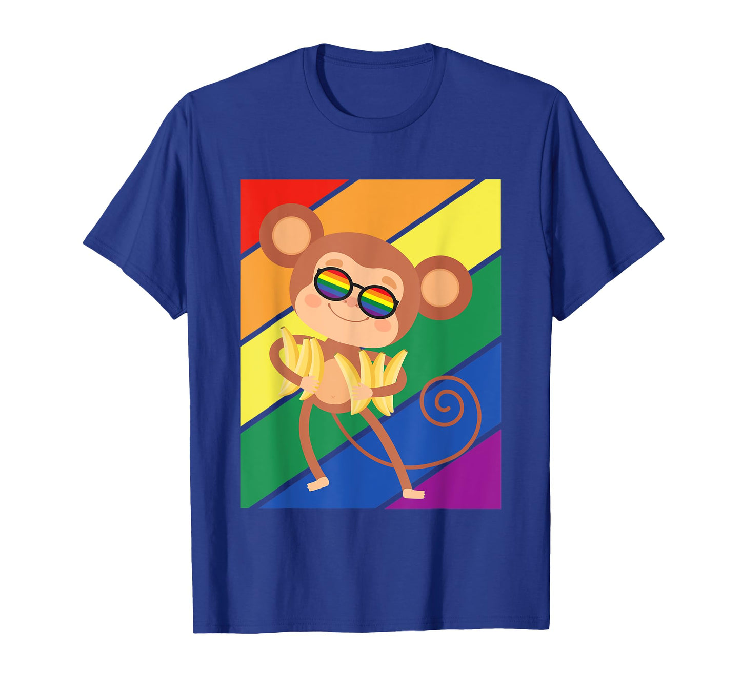 LGBTQ Flag Gay Pride Month Rainbow Monkey With LGBT Glasses T-Shirt