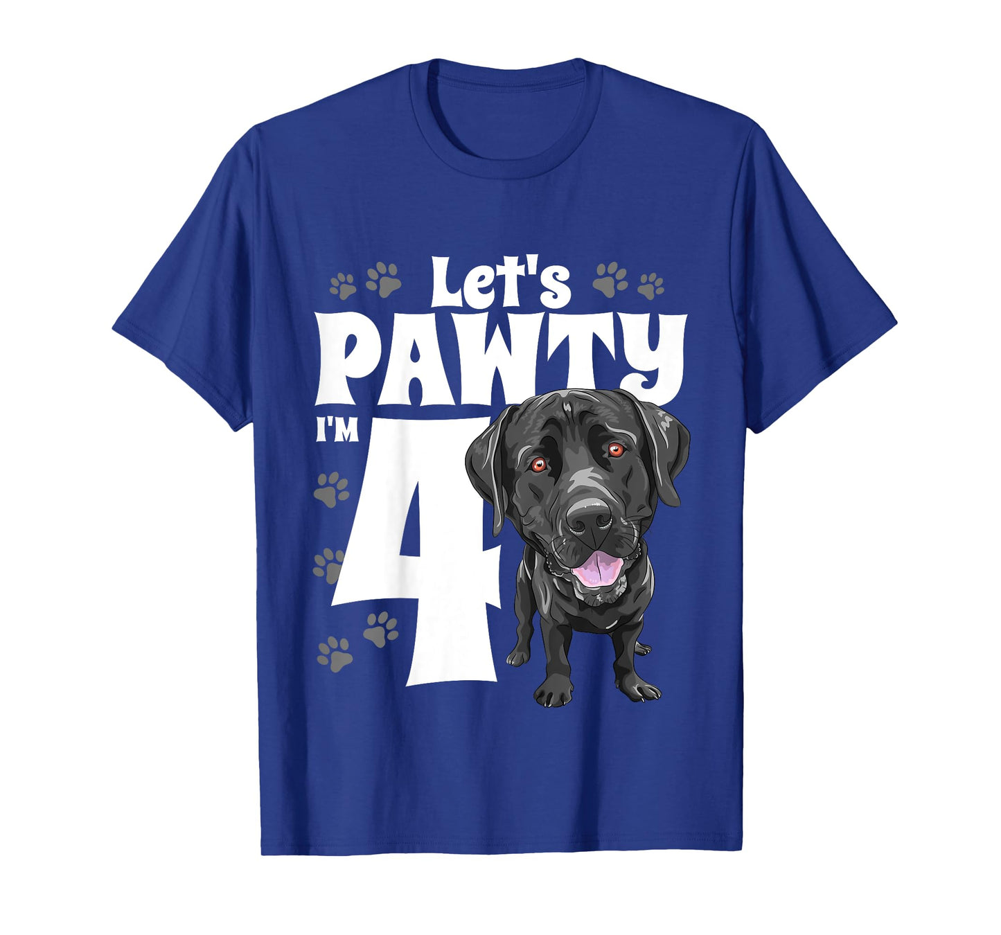 4 Year Old Black Lab Dog Birthday Pawty Labrador 4th Gift T-Shirt