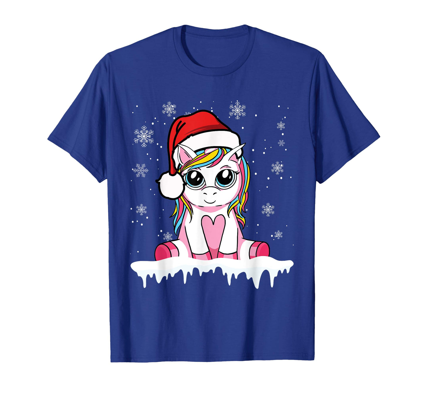 Cute Christmas Shirt Girls Women Santa Unicorn Christmas T-Shirt