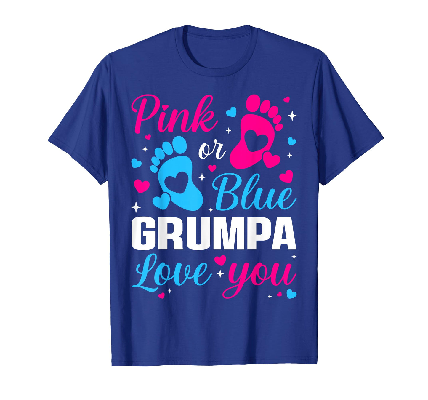 Gender Reveal Pink or Blue Grumpa Loves you Family T-Shirt
