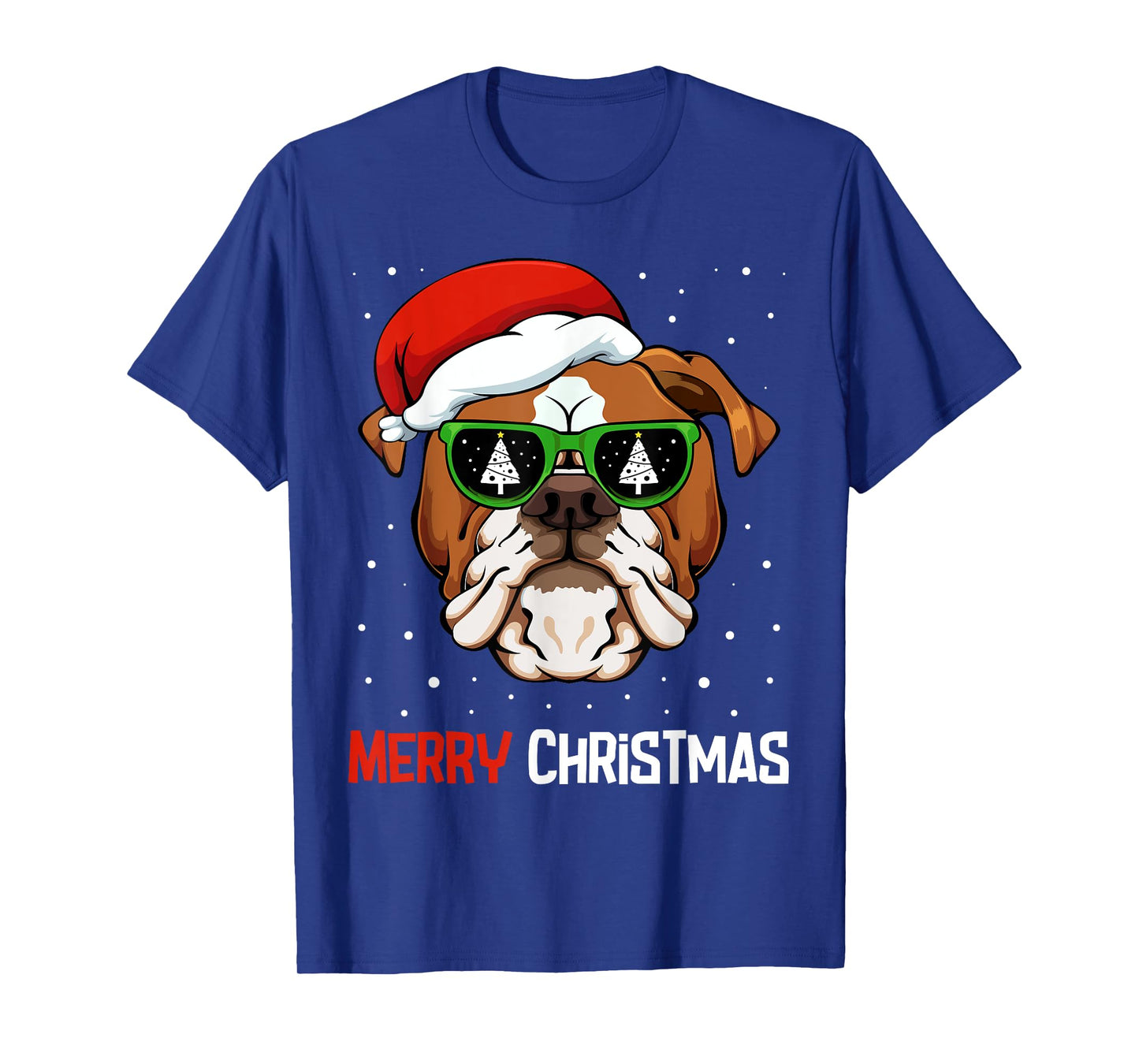 English Bulldog Santa Hat Christmas Pajama Dog X-Mas Tree T-Shirt