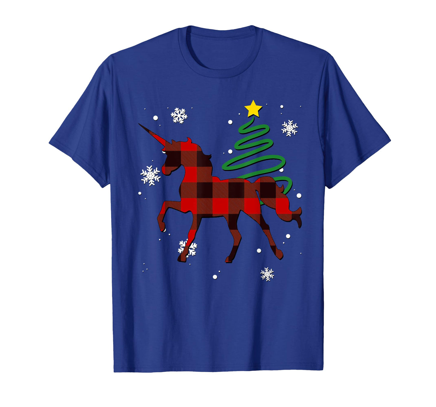 Red Plaid Unicorn Buffalo Magical Family Pyjama Christmas T-Shirt