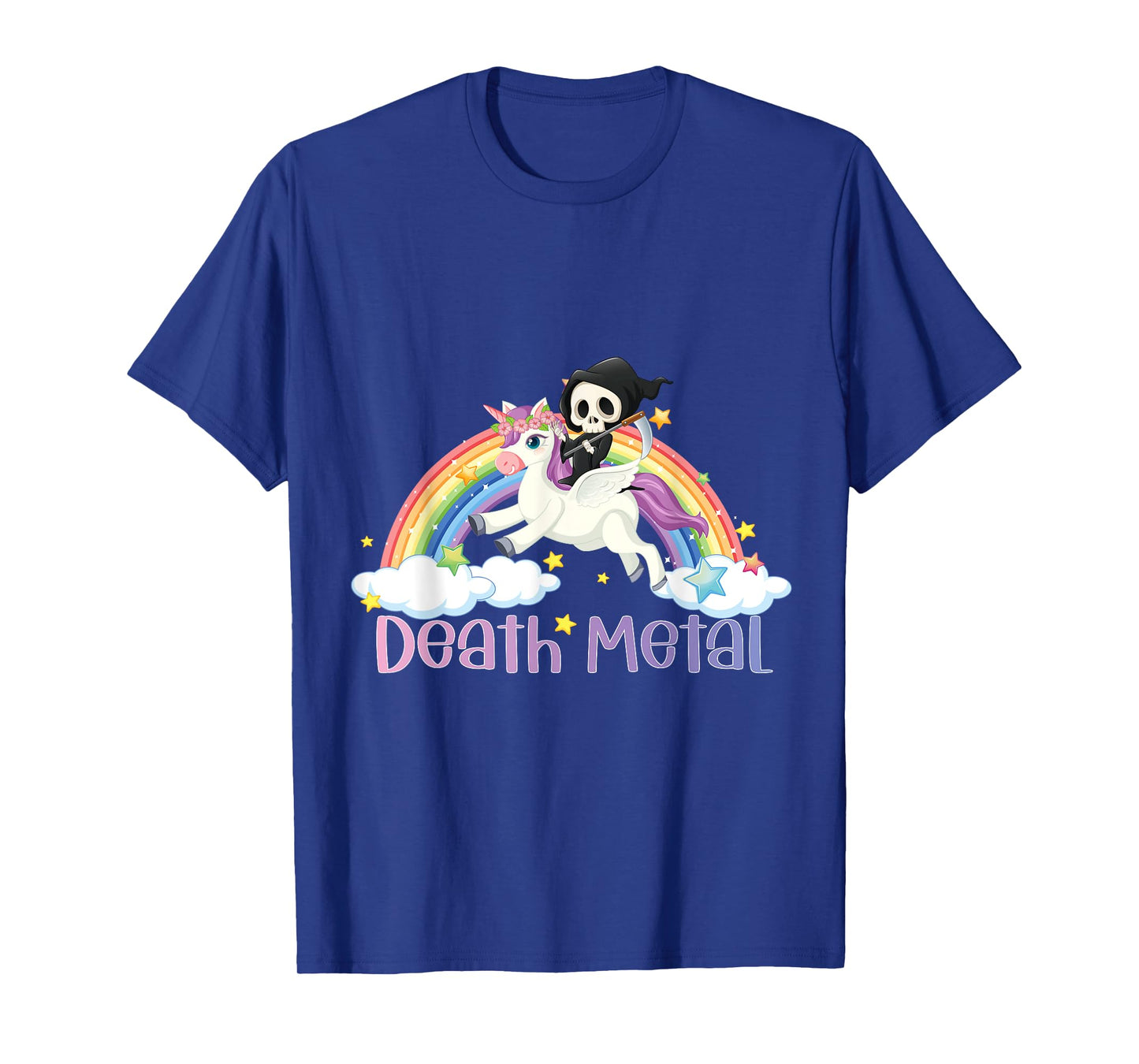 Grim Reaper Rainbow Colorful Stars Unicorn Death-Metal T-Shirt