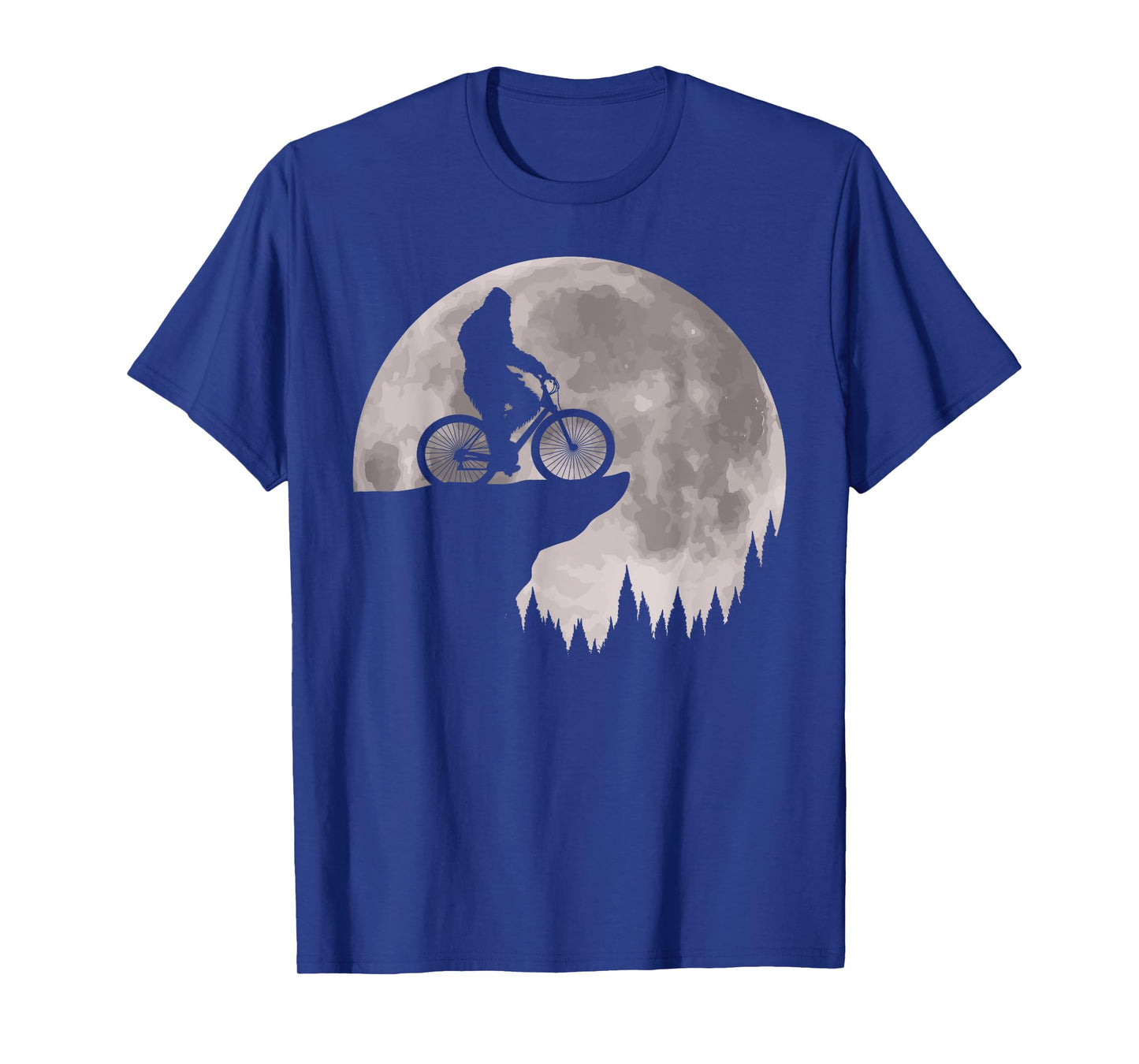 Funny Bigfoot Riding Bike For Bikers! Cool Sasquatch Moon T-Shirt